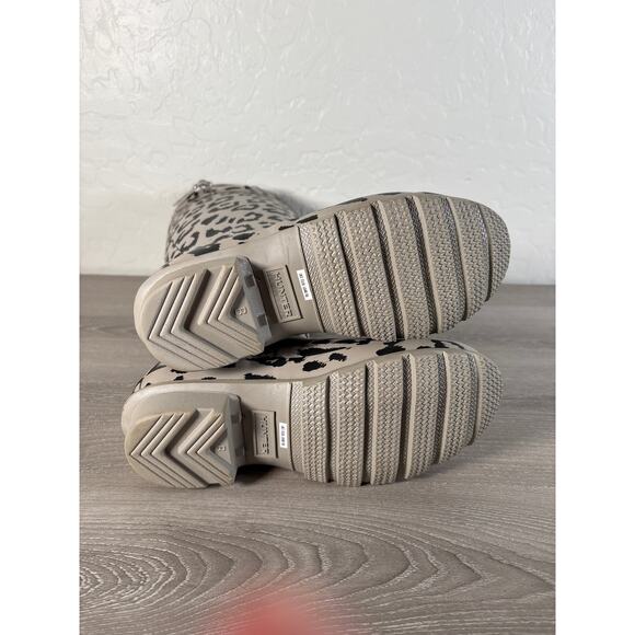 Hunter Original Leopard Print Refined Tall Waterproof Rain Boots Size 5.5 Gray - Picture 7 of 7